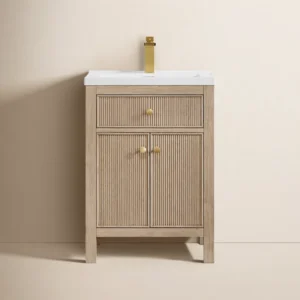Lala 24" Single Bathroom Vanity with White Ceramic Integrated Sink without Mirror